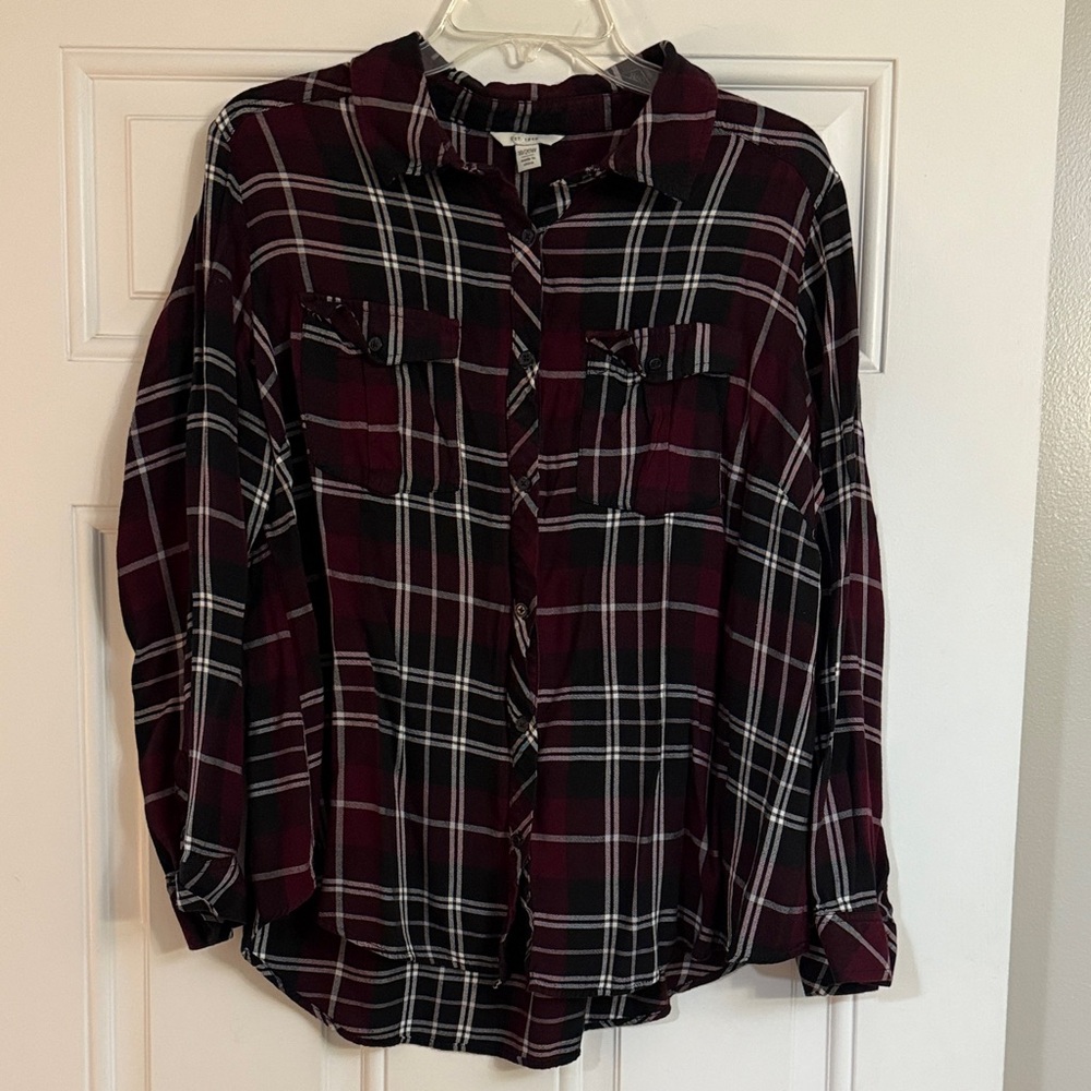 Cato Burgundy Plaid Shirt 18/20